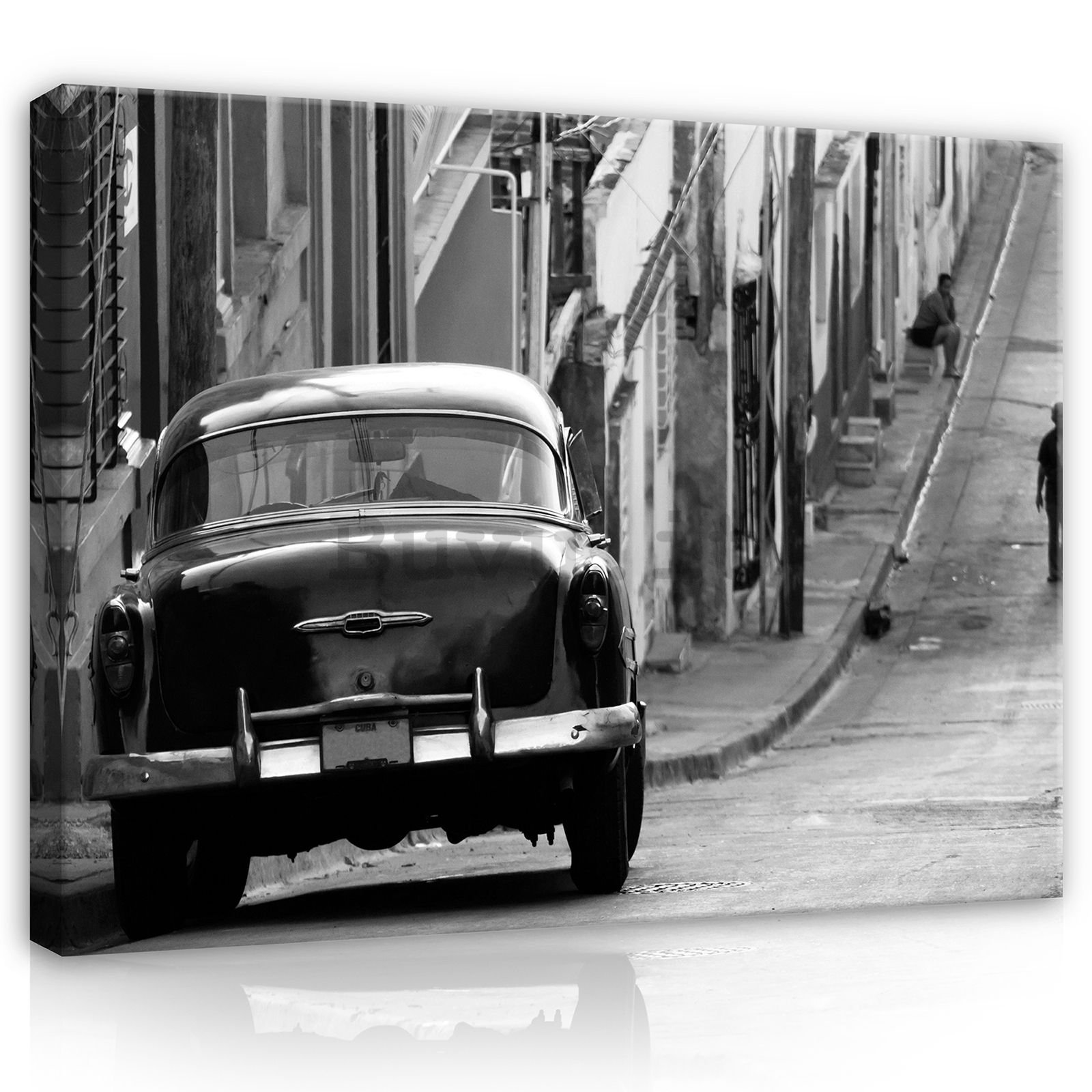 Quadro su tela: Auto vintage nera - 80x60 cm