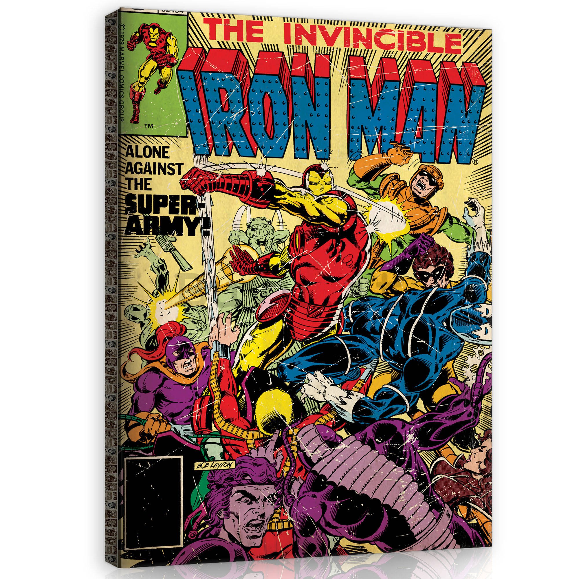 Quadro su tela: The Invincible Iron Man (Alone Against the Super-Army!) - 80x60 cm