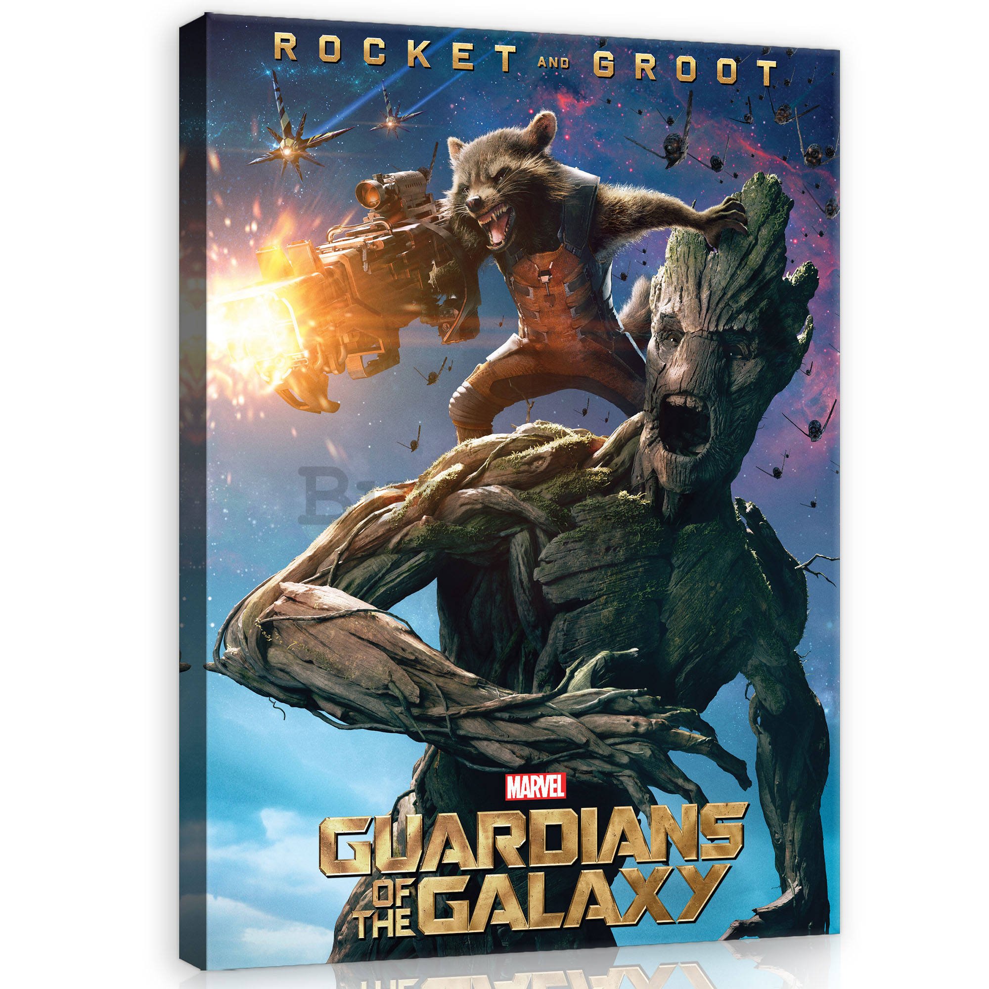 Quadro su tela: Guardians of The Galaxy Rocket & Groot - 60x80 cm