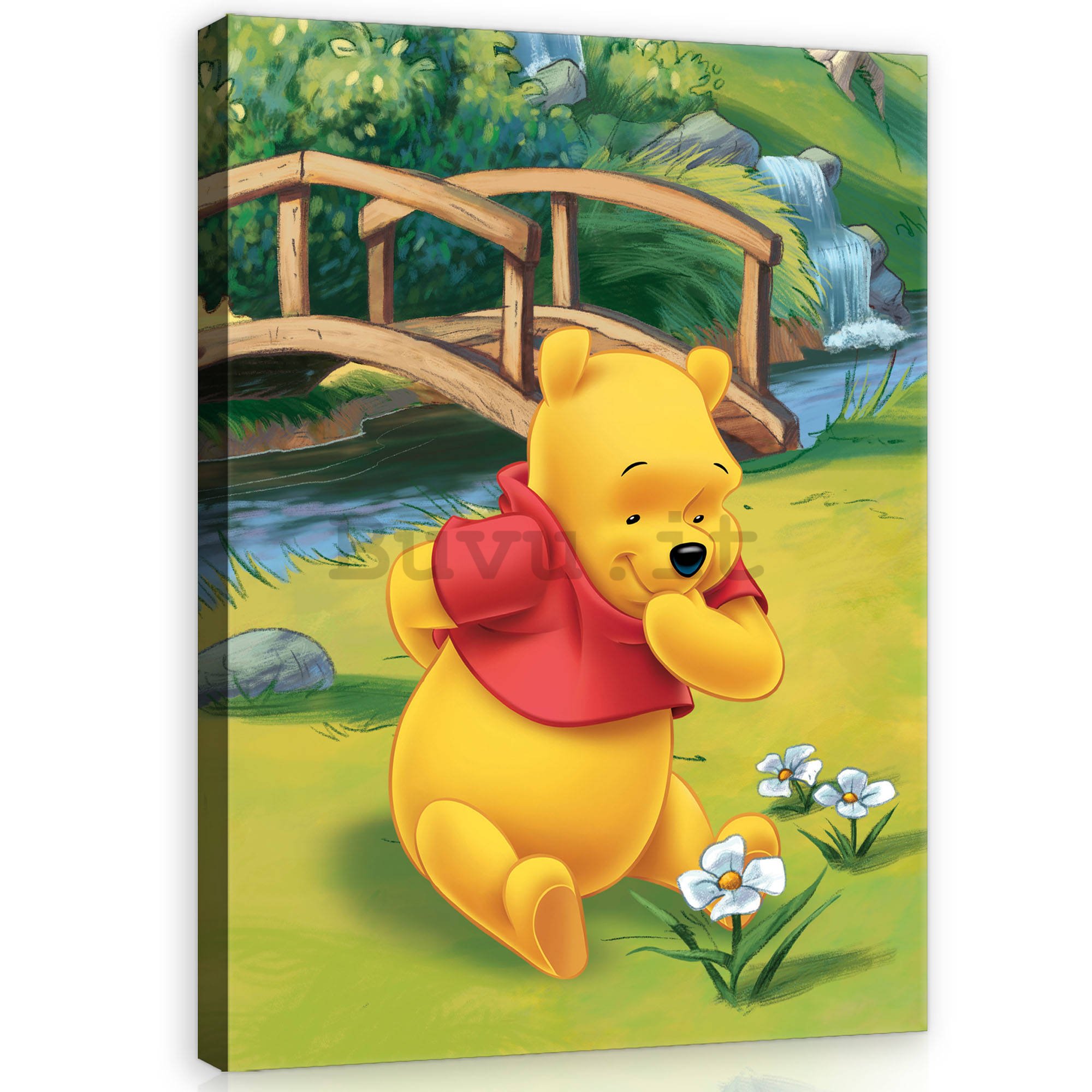 Quadro su tela: Winnie the Pooh (Fiori) - 60x80 cm