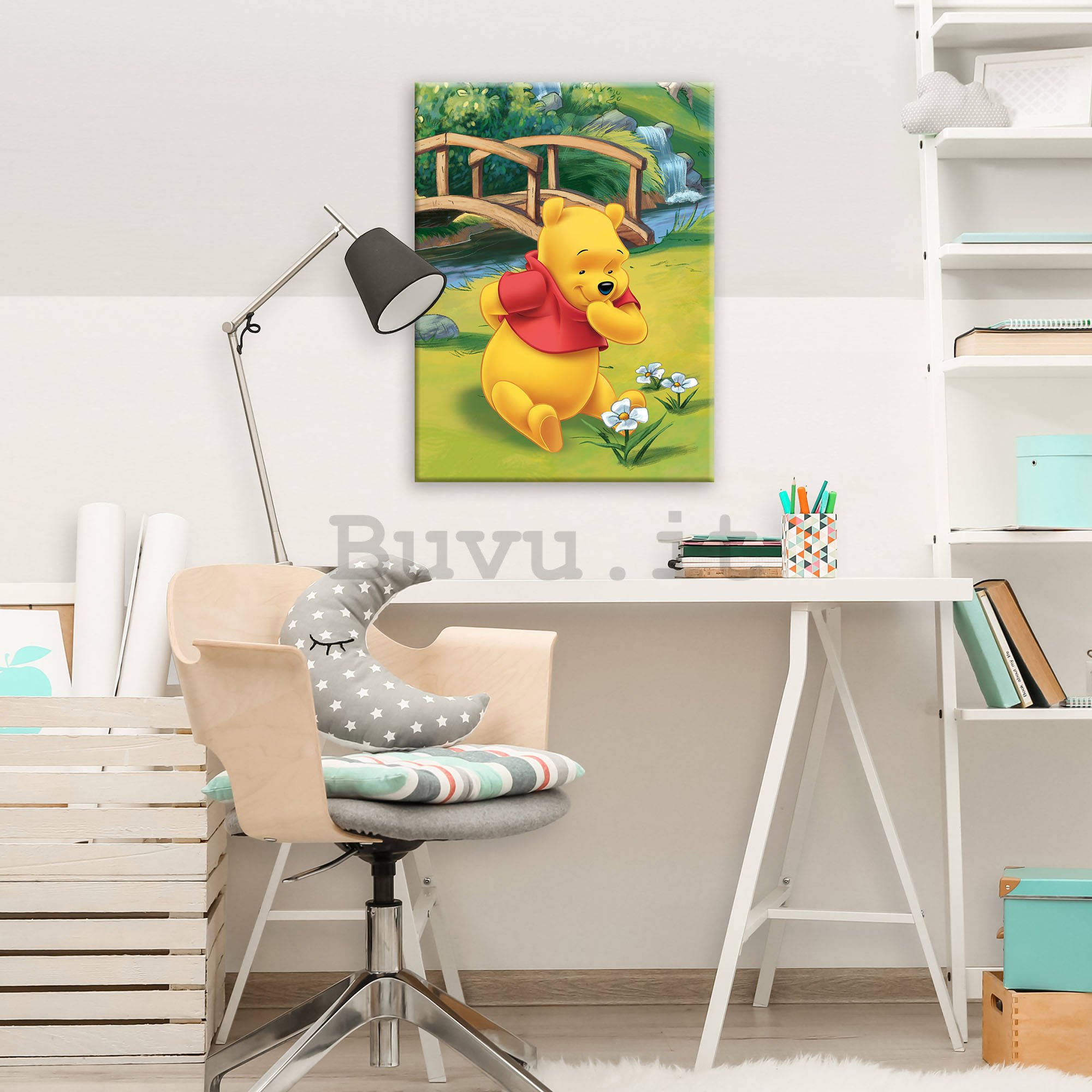 Quadro su tela: Winnie the Pooh (Fiori) - 60x80 cm