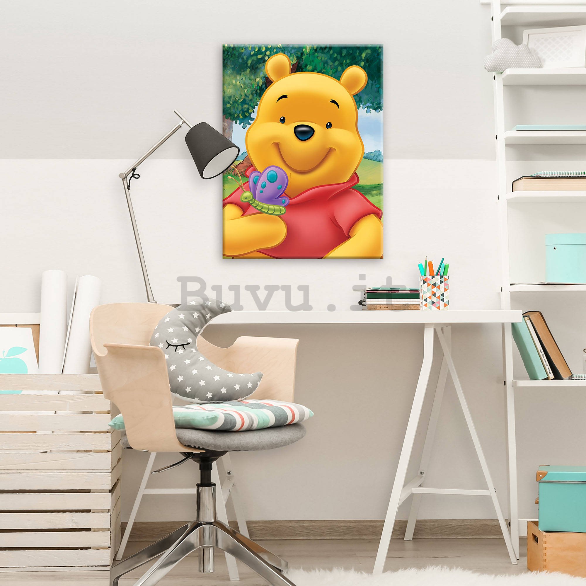 Quadro su tela: Winnie Pooh (Farfalla) - 60x80 cm