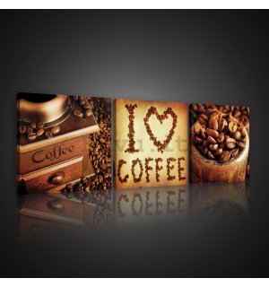 Quadro su tela: I Love Coffee - set 3pz 25x25cm