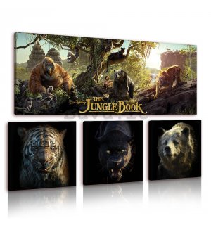 Quadro su tela: Il libro della giungla - set 1pz 80x30 cm e 3pz 25,8x24,8 cm