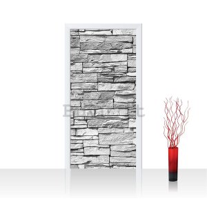 Autoadesiva fotomurale: Muro di pietra (grigio) - 100x211 cm