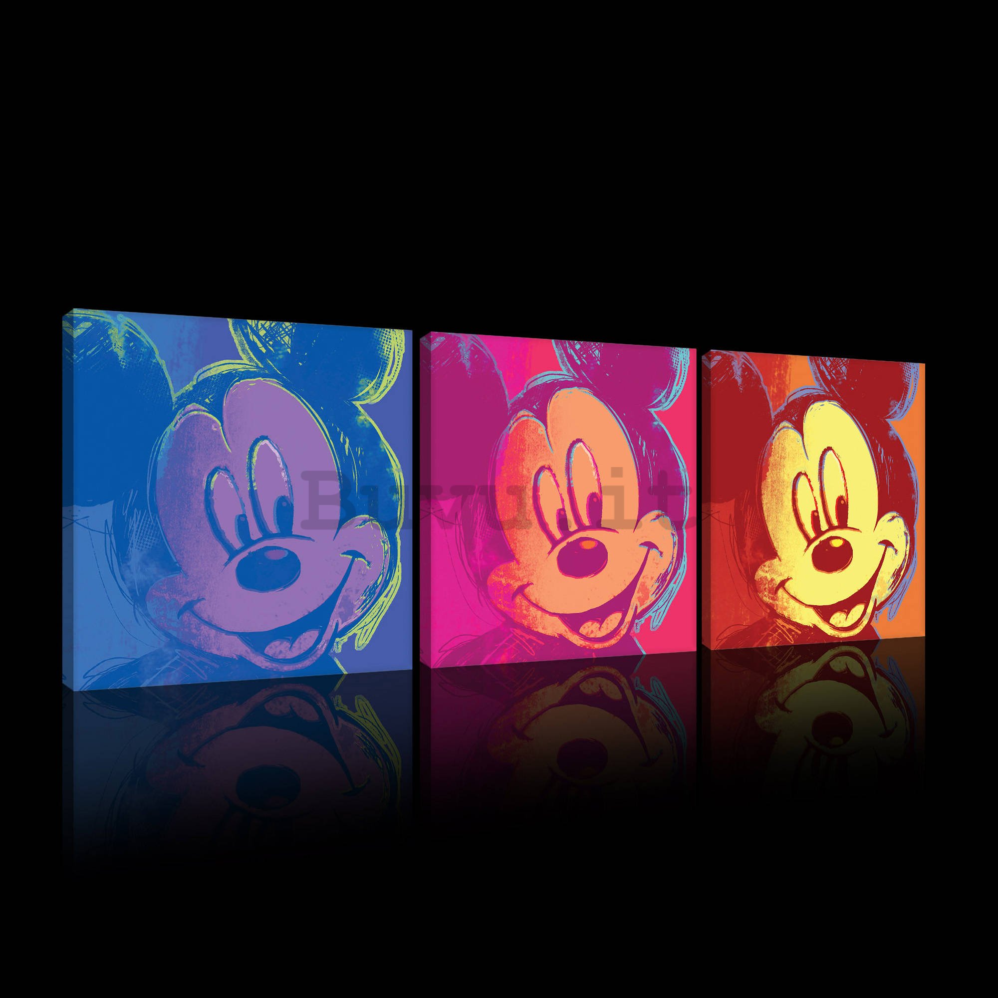 Quadro su tela: Mickey Mouse - set 3pz 25x25cm