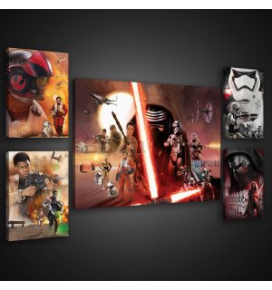 Quadro su tela: Star Wars The Force Awakens - set 1pz 70x50 cm e 4pz 32,4x22,8 cm