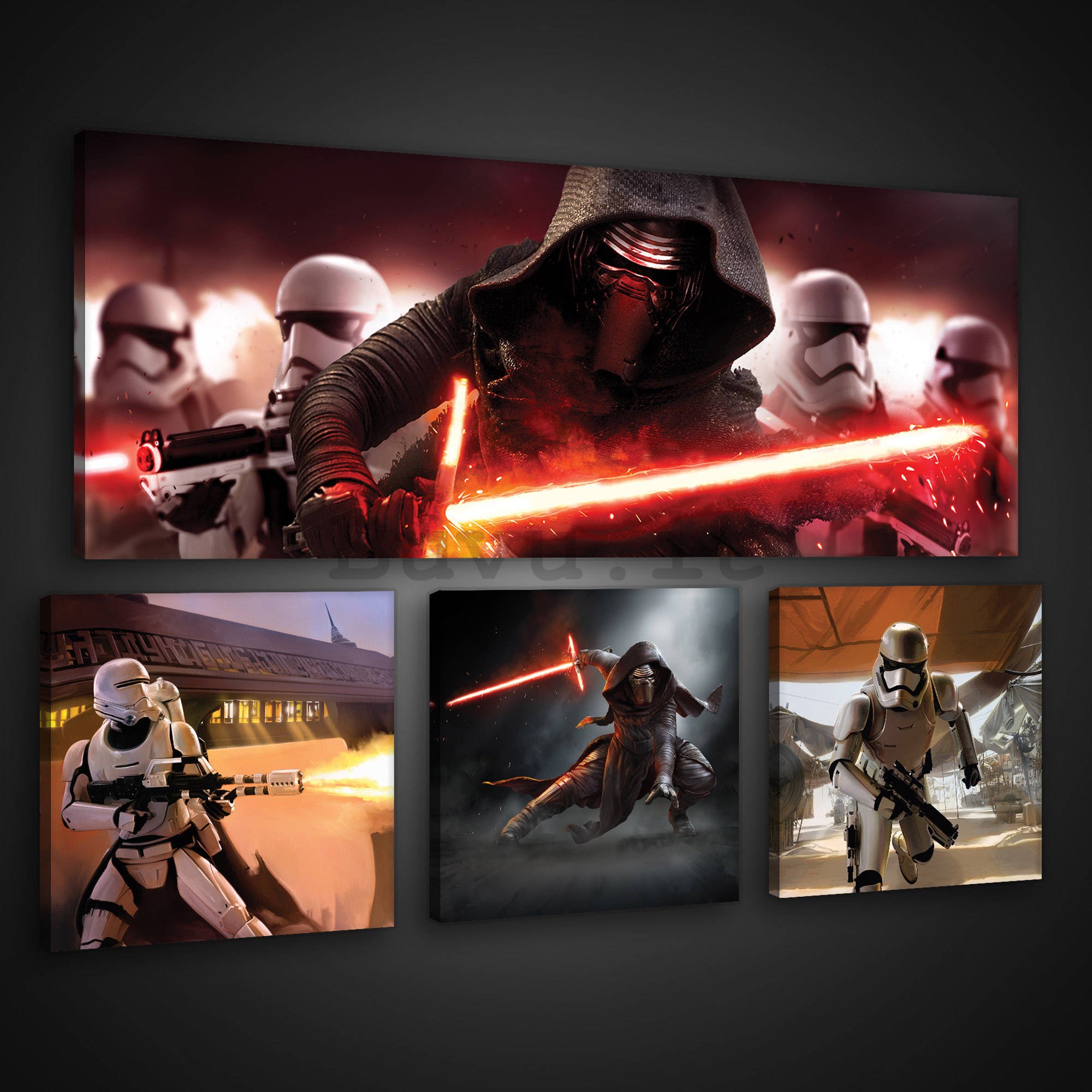 Quadro su tela: Star Wars First Order (2) - set 1pz 80x30 cm e 3pz 25,8x24,8 cm