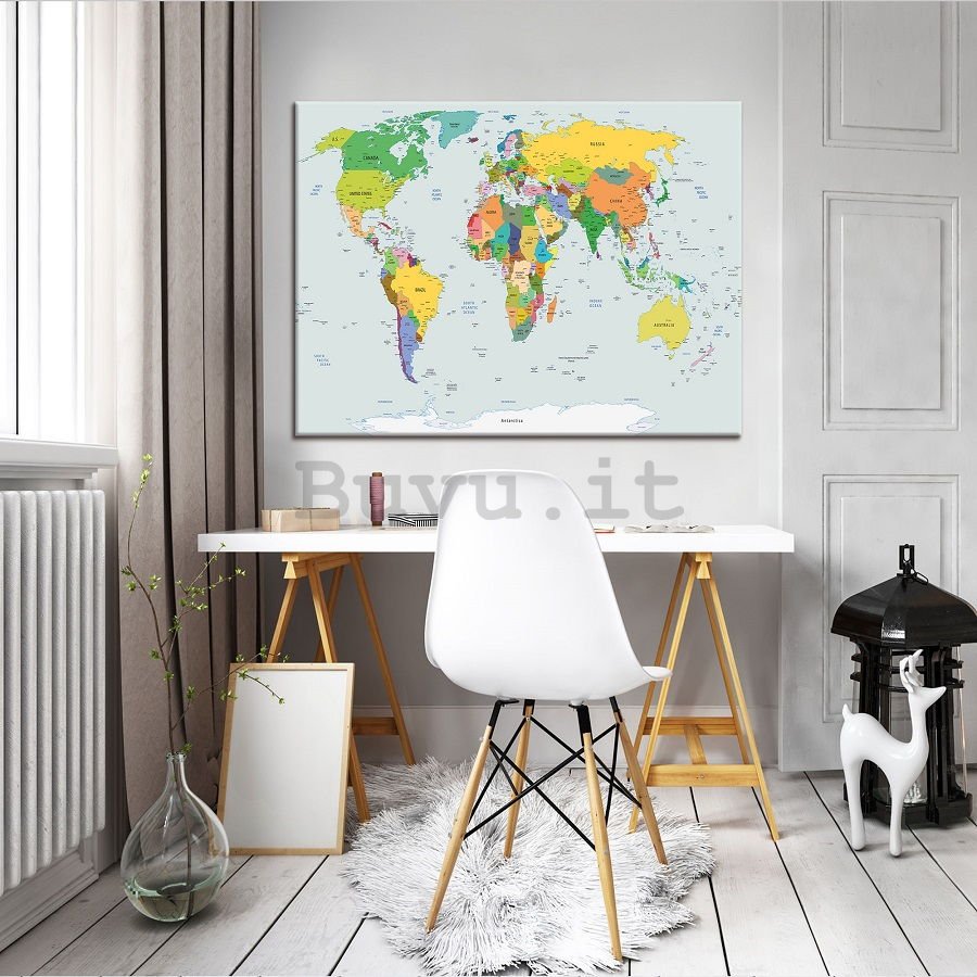 Quadro su tela: Mappa del mondo (2) - 75x100 cm