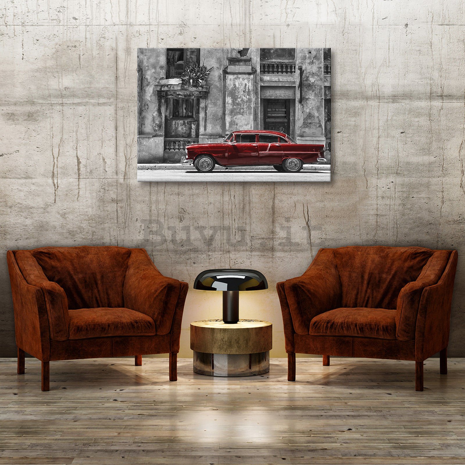 Quadro su tela: Automobile cubana rossa - 100x75 cm