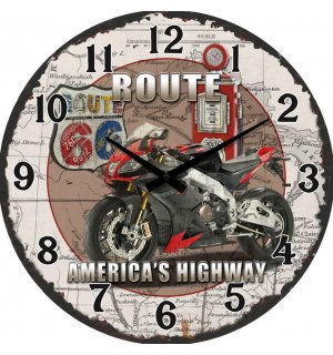 Orologio da parete in vetro: Route 66 America's Highway - 34 cm
