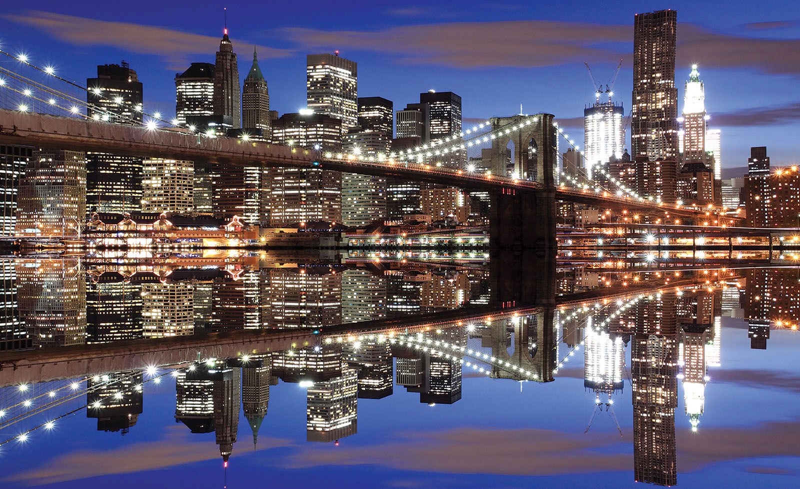 Fotomurale in TNT: Brooklyn Bridge di notte (2) - 104x70,5 cm
