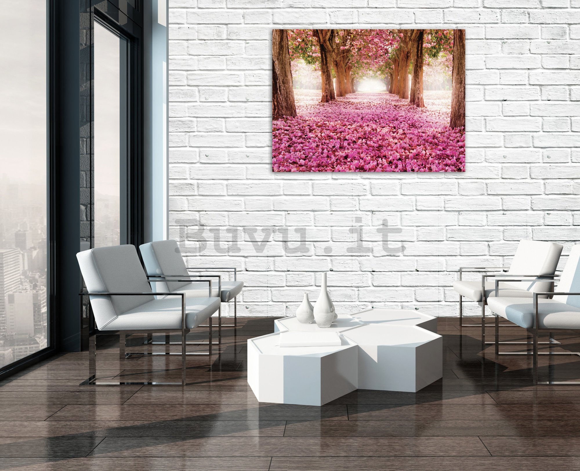 Quadro su tela: Viale fiorito (3) - 100x75 cm