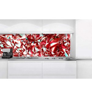 Carta da parati lavabile autoadesiva per cucina - Cristalli rossi, 180x60 cm
