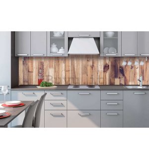 Carta da parati lavabile autoadesiva per cucina - Parete in legno, 260x60 cm