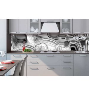 Carta da parati lavabile autoadesiva per cucina - Fodera in argento liquido, 260x60 cm