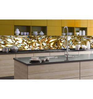 Carta da parati lavabile autoadesiva per cucina - Cristalli d'oro, 350x60 cm