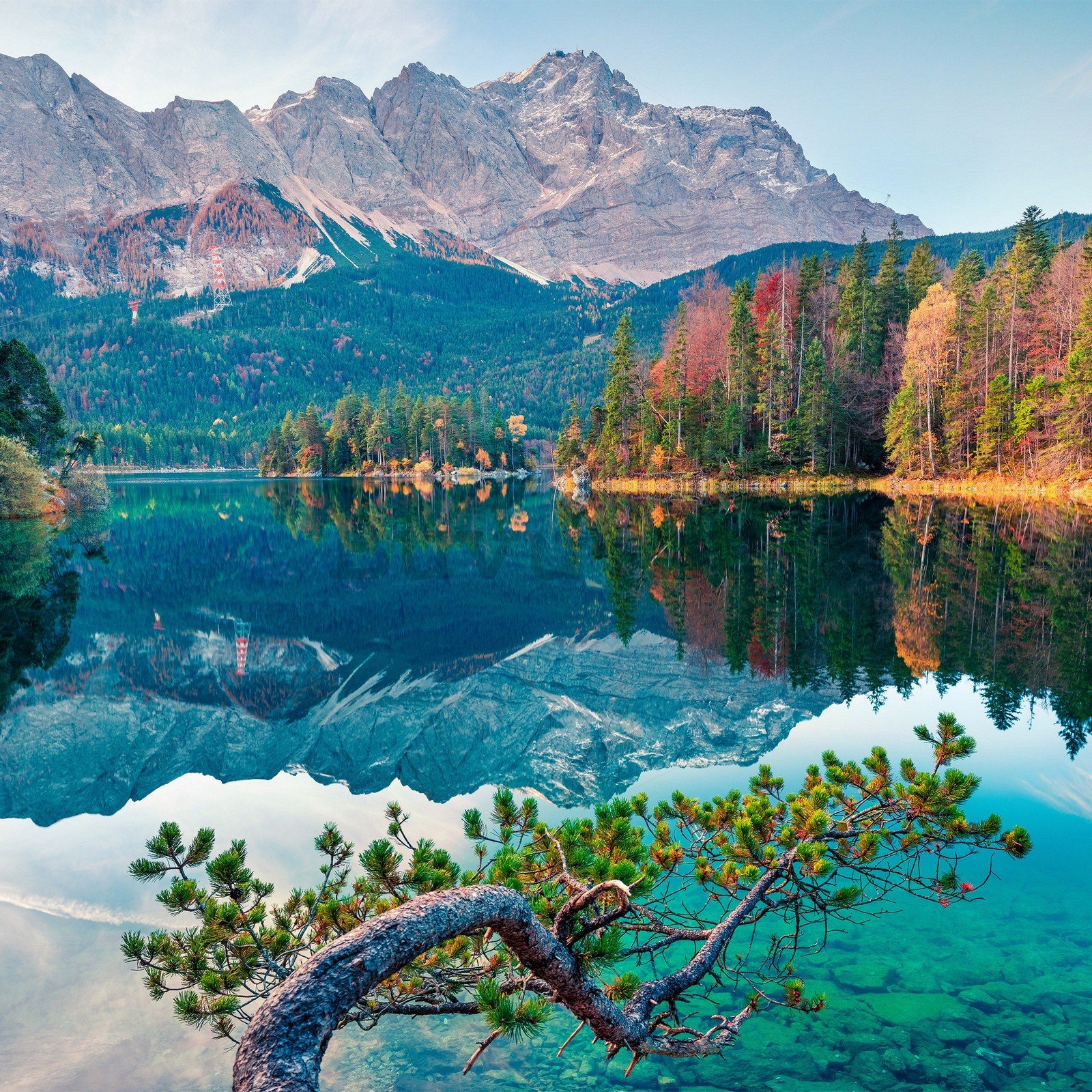 Fotomurale in TNT: Autunno a Eibsee - 254x184 cm