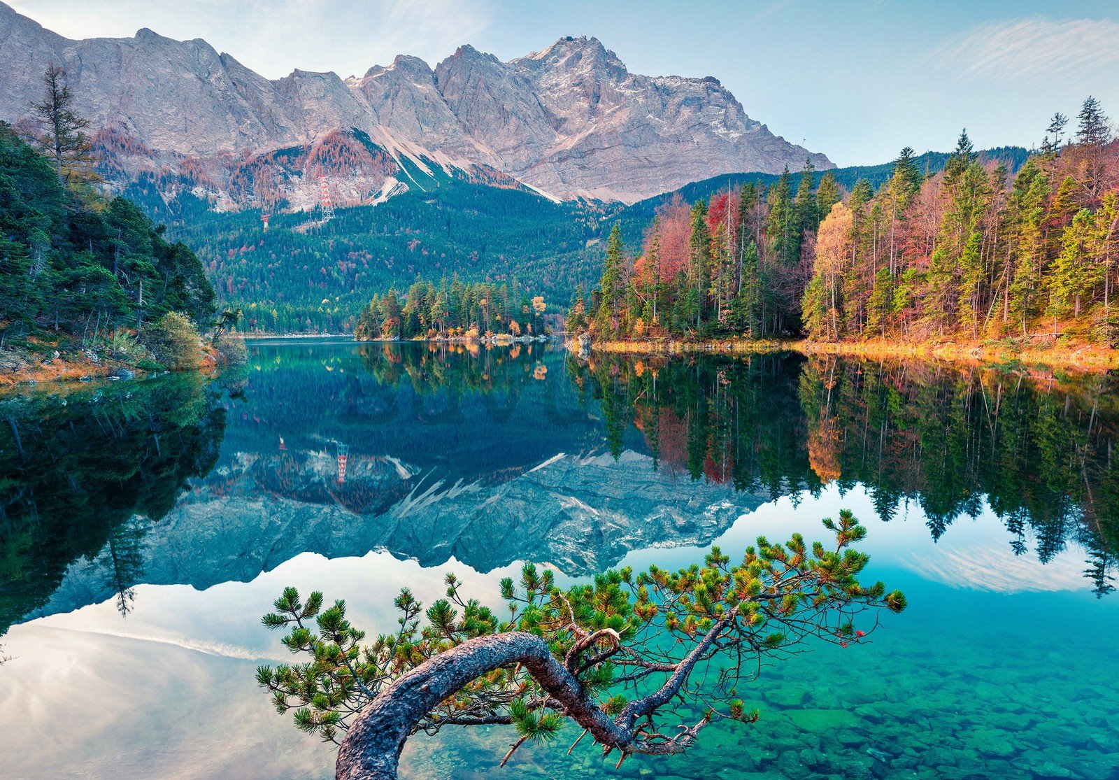 Fotomurale in TNT: Autunno a Eibsee - 416x254 cm