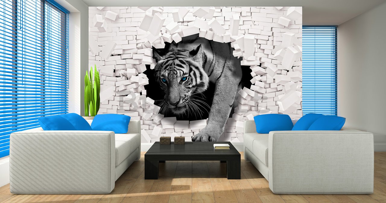 Fotomurale: Tigre dal muro - 368x254cm