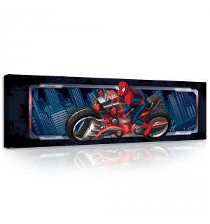 Quadro su tela: Spiderman e moto - 145x45 cm