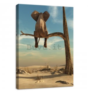 Quadro su tela: Elefante sull'albero - 50x70 cm