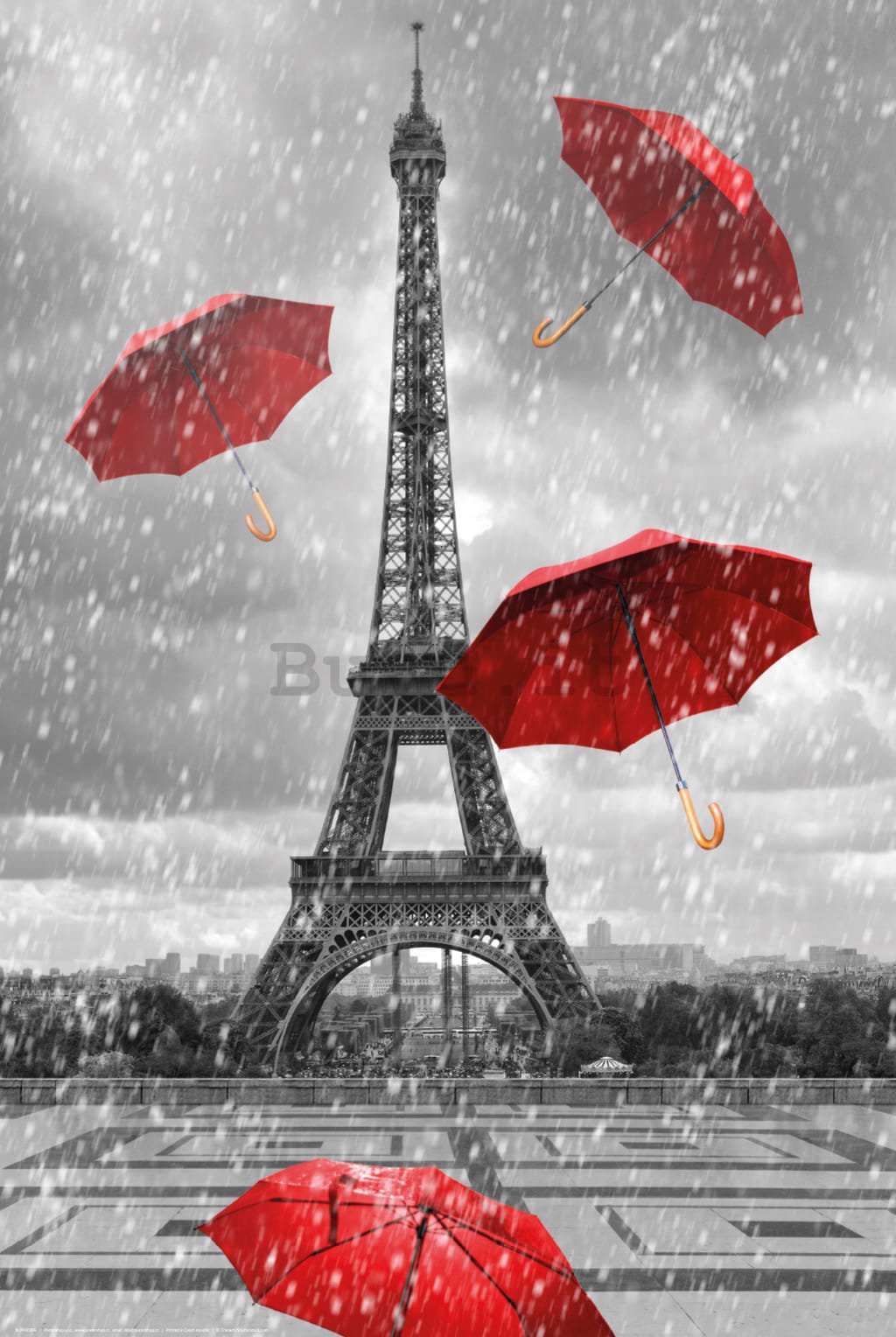 Poster: Torre Eiffel e ombrelloni