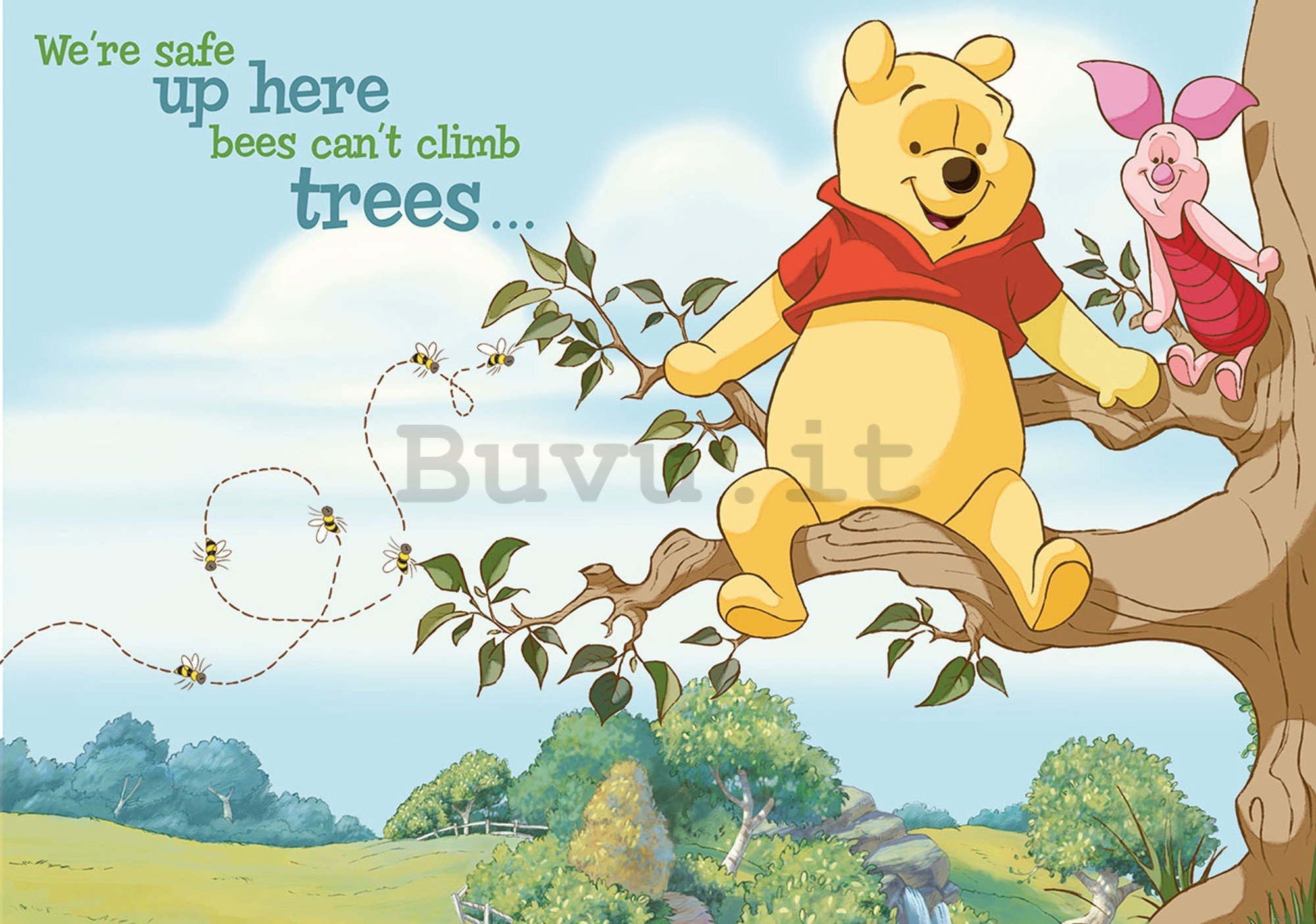 Fotomurale: Winnie Pooh (We're safe up here) - 254x184 cm