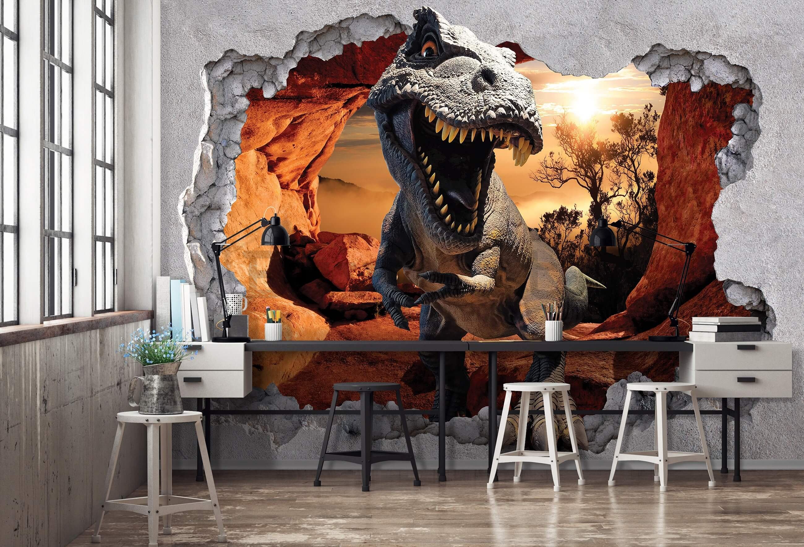 Fotomurale in TNT: Dinosauro dal muro - 254x184 cm