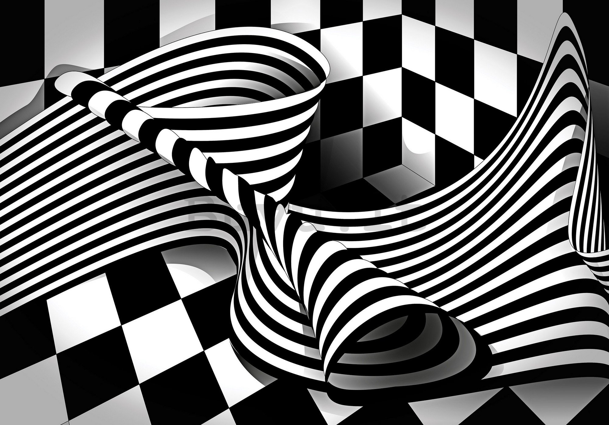 Fotomurale in TNT: Illusione in bianco e nero - 254x184 cm