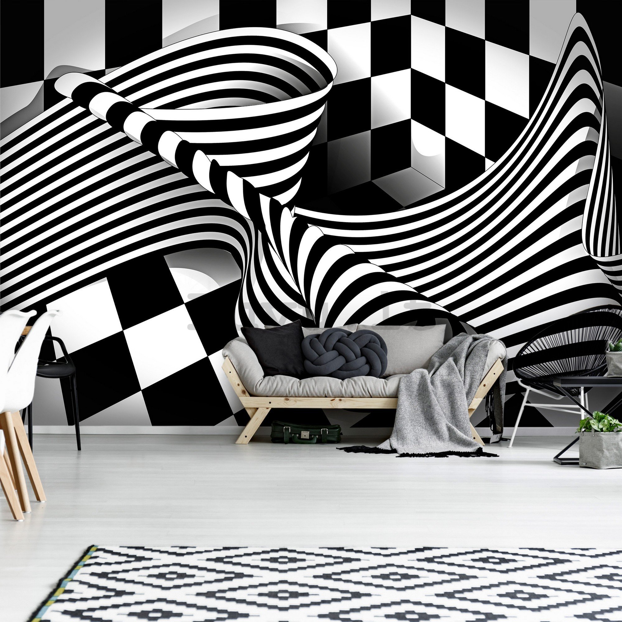 Fotomurale in TNT: Illusione in bianco e nero - 254x184 cm