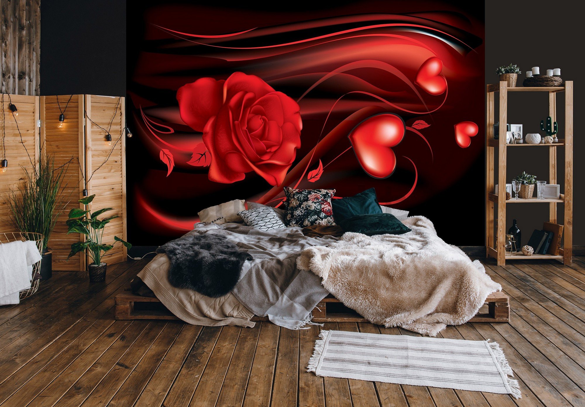 Fotomurale: Cuore rosso e rosa - 254x184 cm