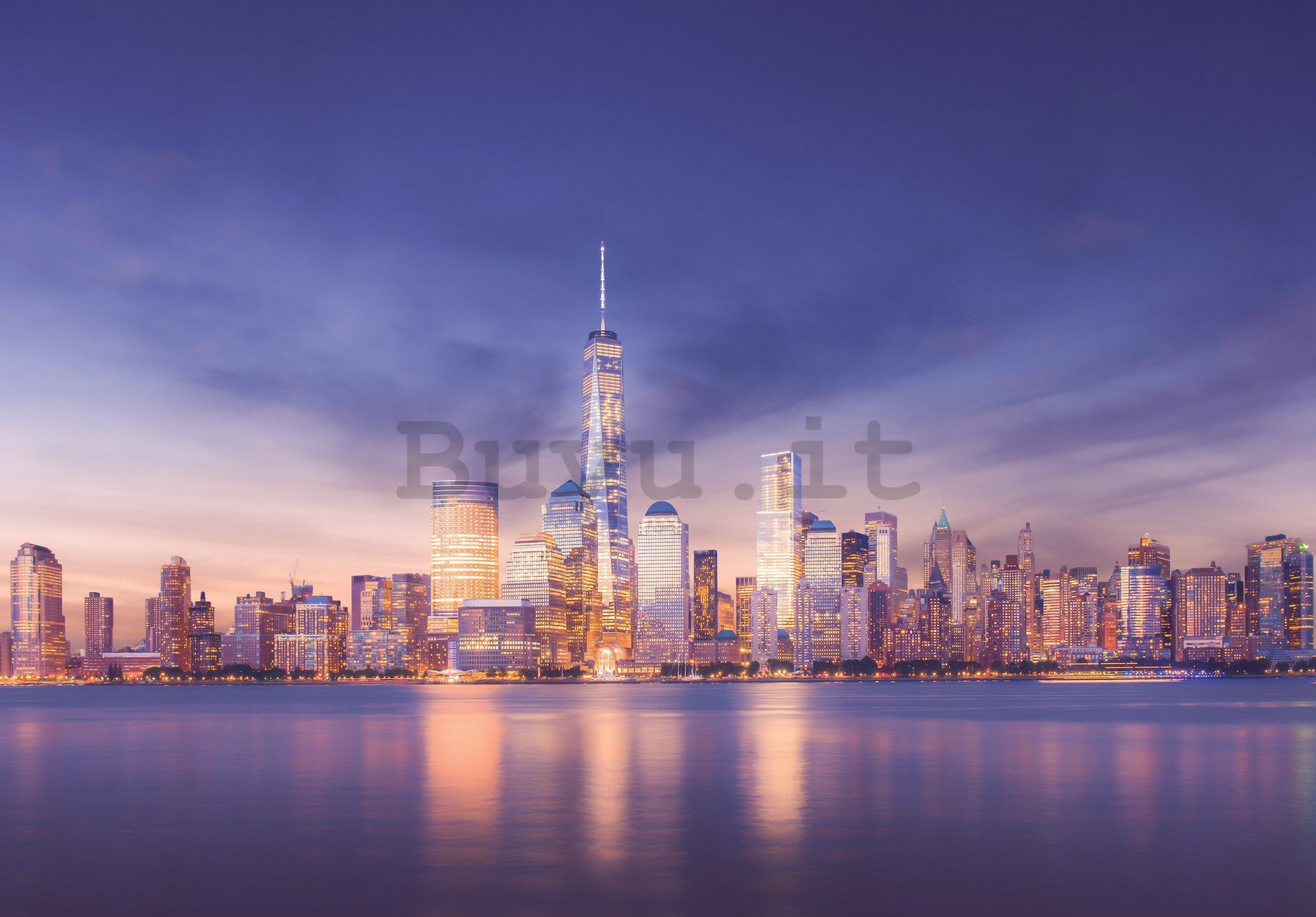 Fotomurale: New York City (Manhattan dopo il tramonto) - 254x92 cm