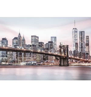 Fotomurale in TNT: Ponte di Brooklyn illuminato - 368x254 cm