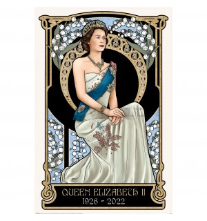 Poster - Art Nouveau (Queen Elizabeth II 1926 - 2022)