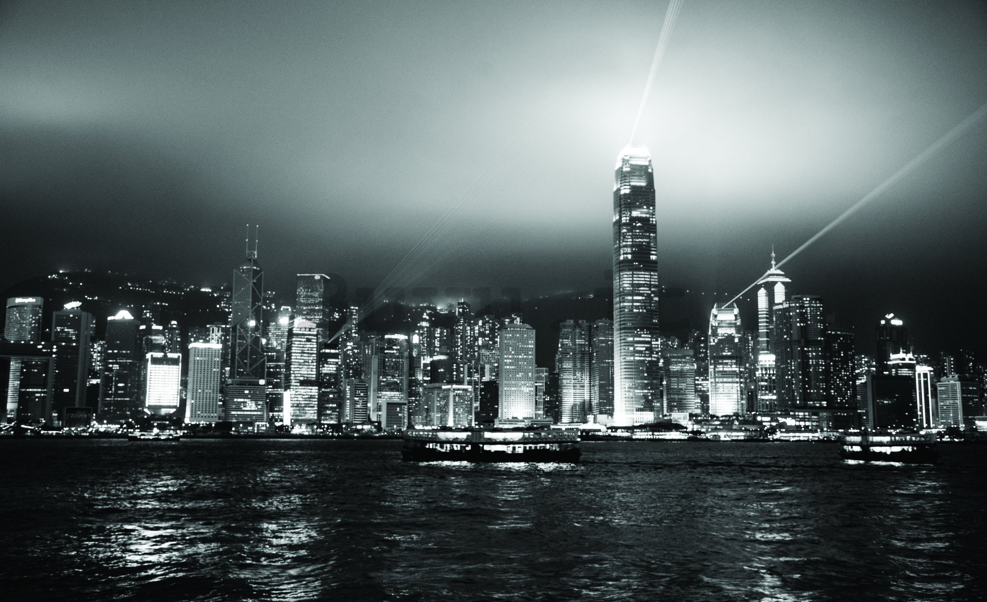 Fotomurale in TNT: Hong Kong (bianco e nero) - 312x219cm