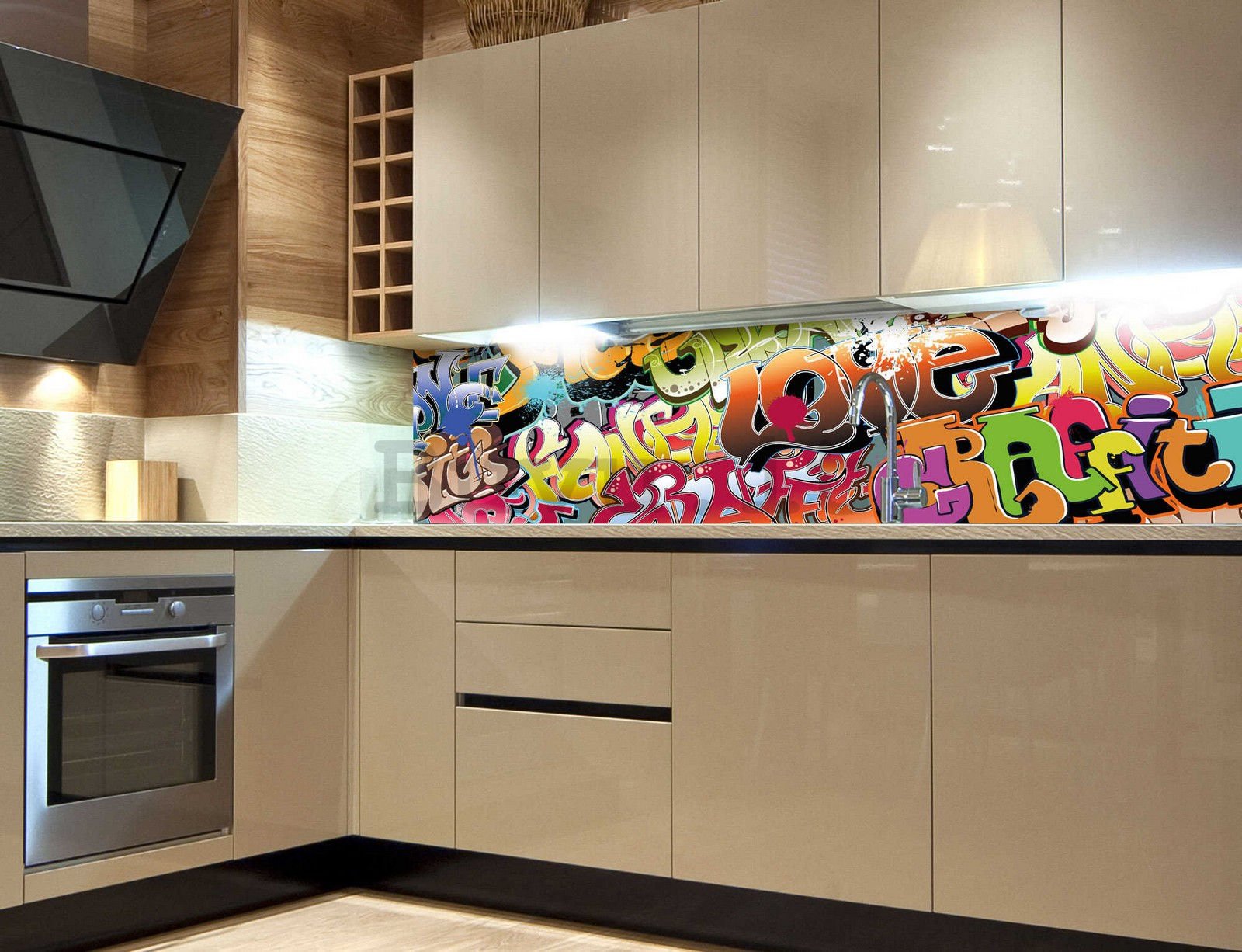 Fotomurale lavabile autoadesiva per cucina - Graffiti, 180x60 cm