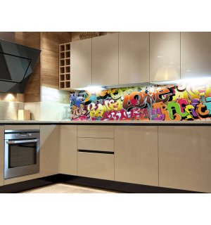 Fotomurale lavabile autoadesiva per cucina - Graffiti, 180x60 cm