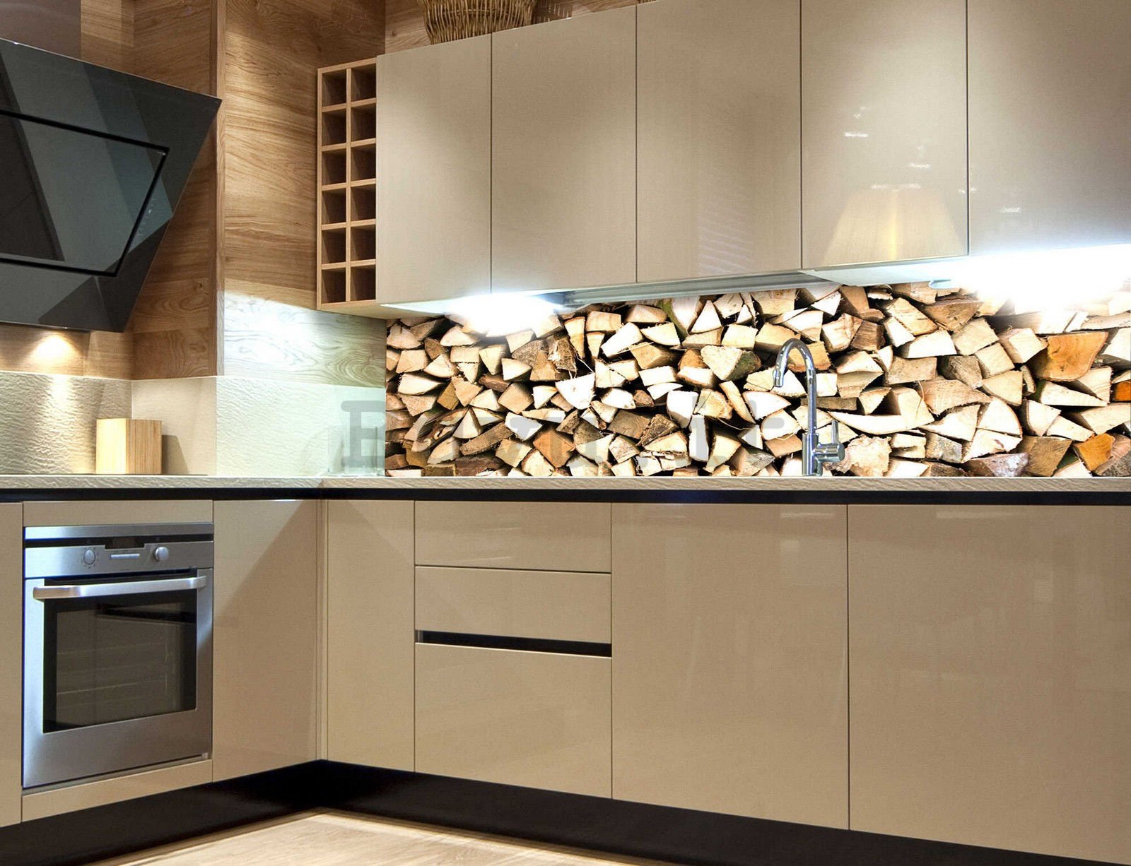 Fotomurale lavabile autoadesiva per cucina - Tronchi di legname, 180x60 cm