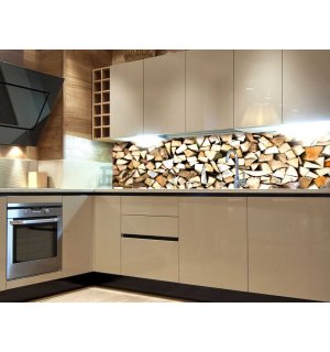 Fotomurale lavabile autoadesiva per cucina - Tronchi di legname, 180x60 cm