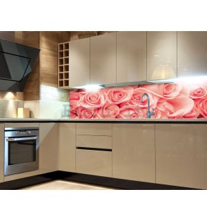 Carta da parati lavabile autoadesiva per cucina - Rose rosa, 180x60 cm