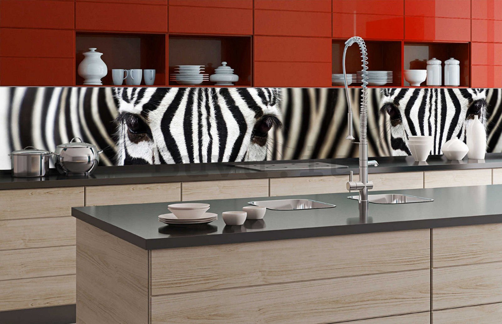 Fotomurale lavabile autoadesiva per cucina - Zebra, 350x60 cm