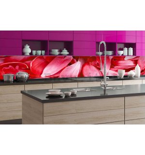 Carta da parati lavabile autoadesiva per cucina - Petali rossi, 350x60 cm