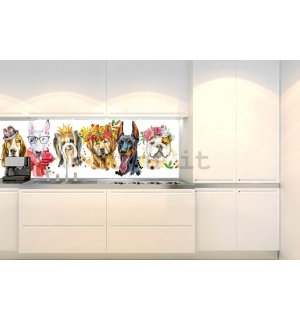 Carta da parati lavabile autoadesiva per cucina - Ritratti di cani, 180x60 cm