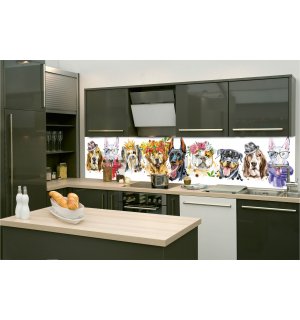 Carta da parati lavabile autoadesiva per cucina - Ritratti di cani, 260x60 cm