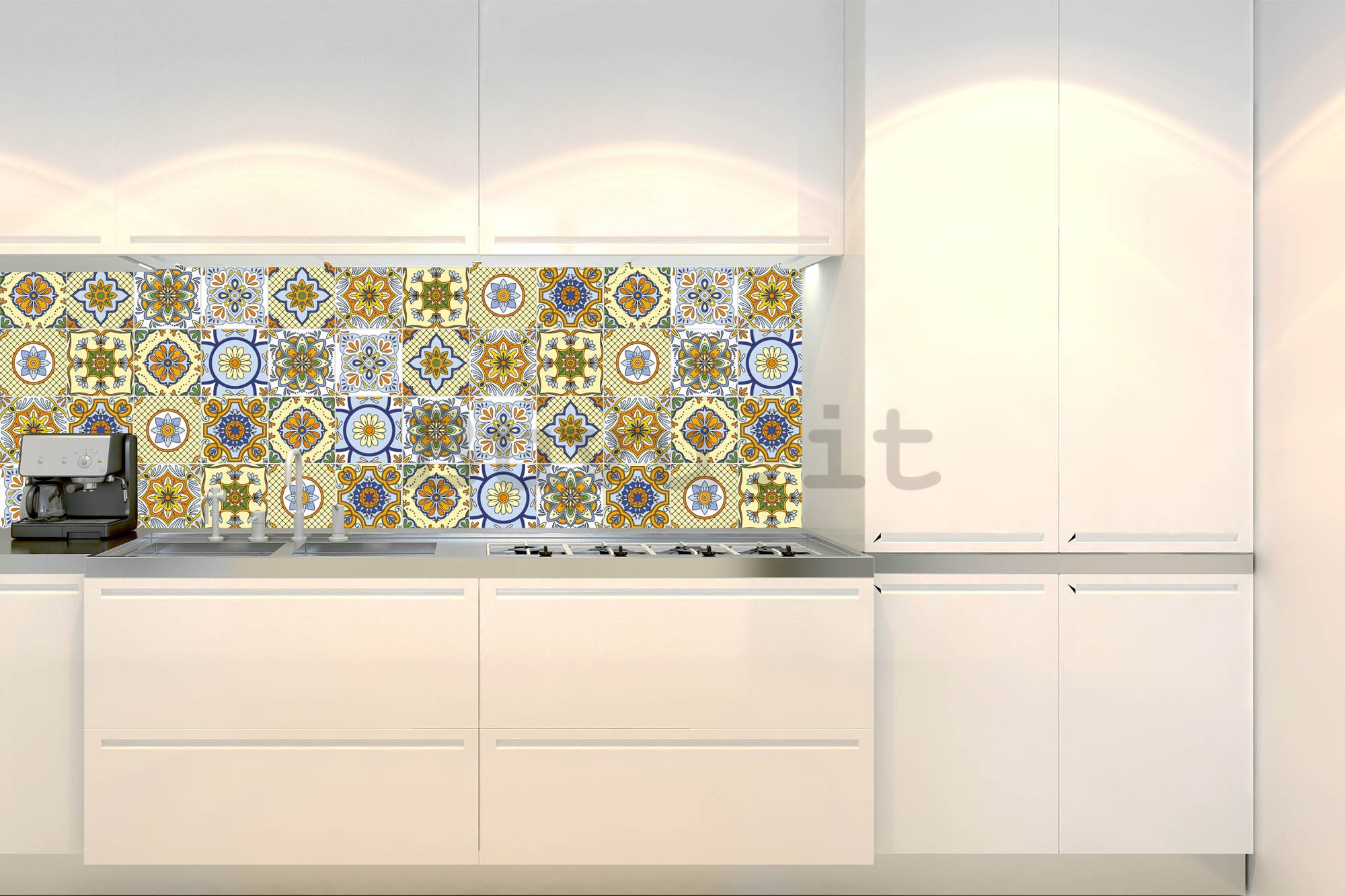 Carta da parati lavabile autoadesiva per cucina - Piastrella gialla, 180x60 cm