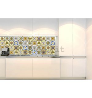 Carta da parati lavabile autoadesiva per cucina - Piastrella gialla, 180x60 cm