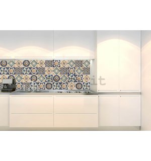 Carta da parati lavabile autoadesiva per cucina - Piastrella blu, 180x60 cm
