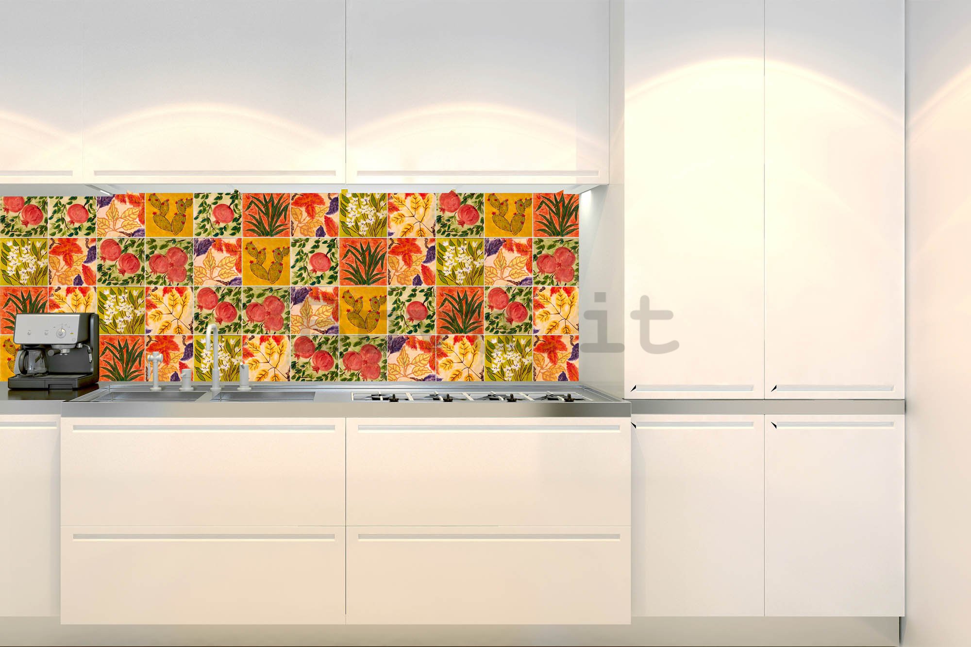 Carta da parati lavabile autoadesiva per cucina - Piastrella dipinta, 180x60 cm
