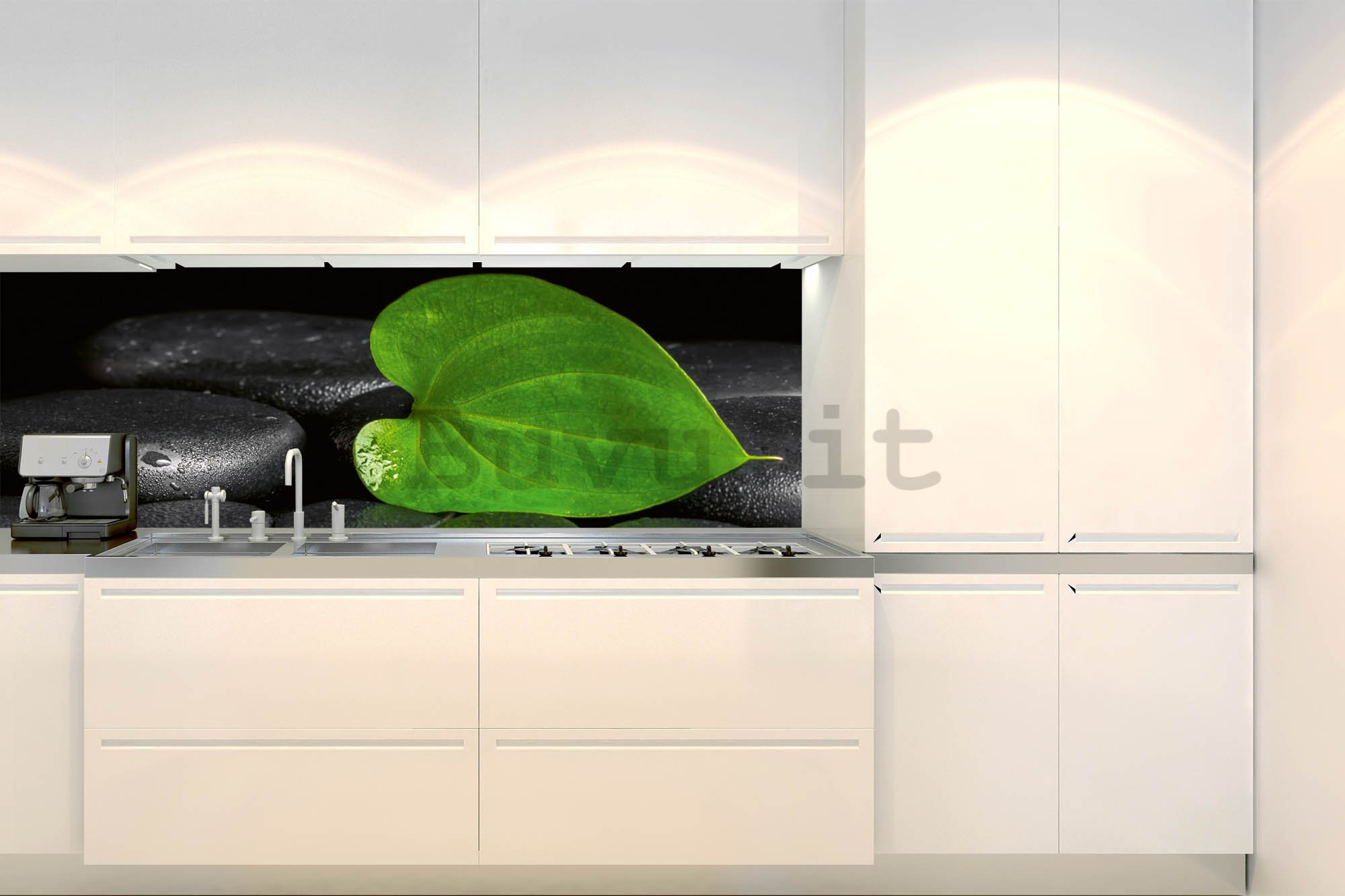 Carta da parati lavabile autoadesiva per cucina - Foglia verde (1), 180x60 cm